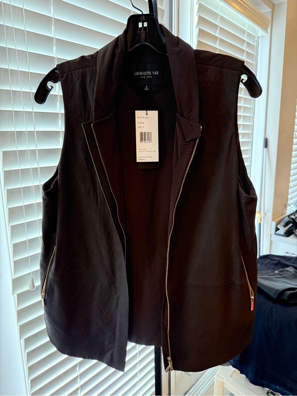 Lafayette 148 New York Dark Brown Vest With Branded Tag Nwt Size Small